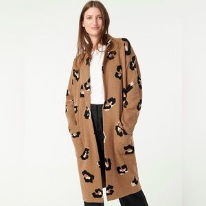J.Crew Ella longline open front sweater blazer in leopard. Size XL.